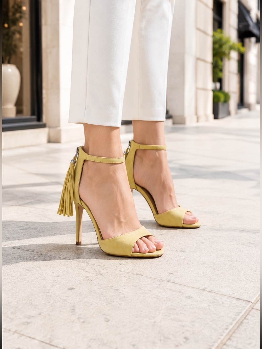 Beautiful BOTKIER Yellow Suede Peep-Toe Ankle-Strap Heels❤️6.5